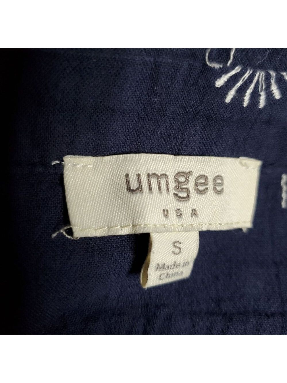 Umgee Dandelions Blue White Collared Button Down Belted Shirt Dress Size Small - Picture 7 of 8
